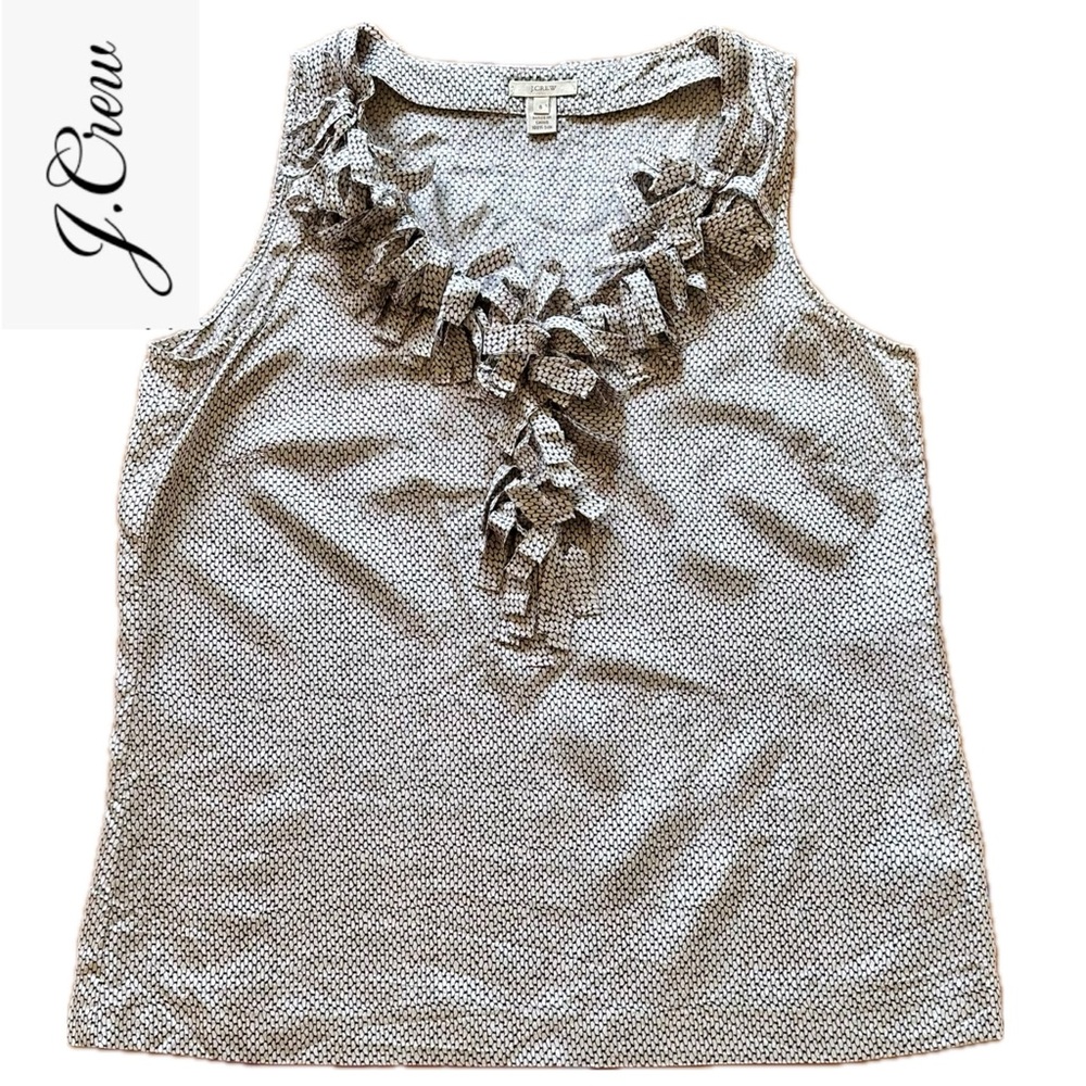 J.Crew Silk Waterfall Ruffled V-Neck Tank  - Size 8